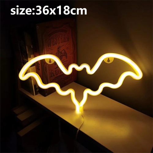 1-pcs Bat Neon Lamp Halloween Decoration Festival Atmosphere Neon Light For Bedroom Party Wall Home Hanging Decor Adult Kid Gift