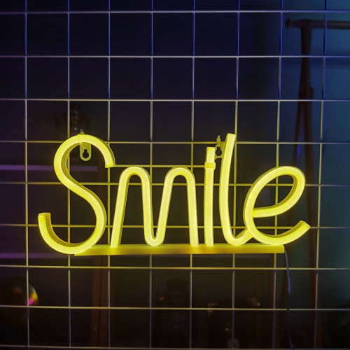 1 panneaux néon, lampe de nuit DEL au néon Smile, lampe de nuit USB à DEL alimentée par piles, boîte de signature