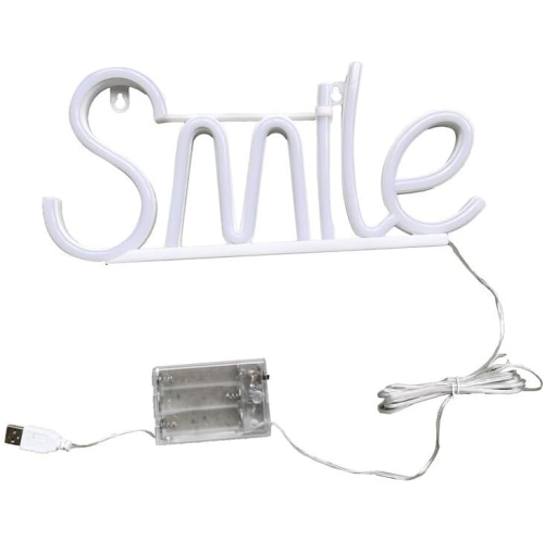 1 panneaux néon, lampe de nuit DEL au néon Smile, lampe de nuit USB à DEL alimentée par piles, boîte de signature