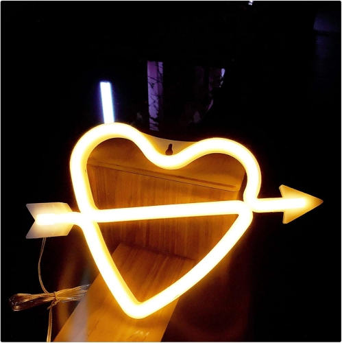1-pcs Neon Heart Shape Sign Night Lights Battery Or USB Operated Neon Wall Lamp for Christmas Birthday Wedding Party Valentine's Day