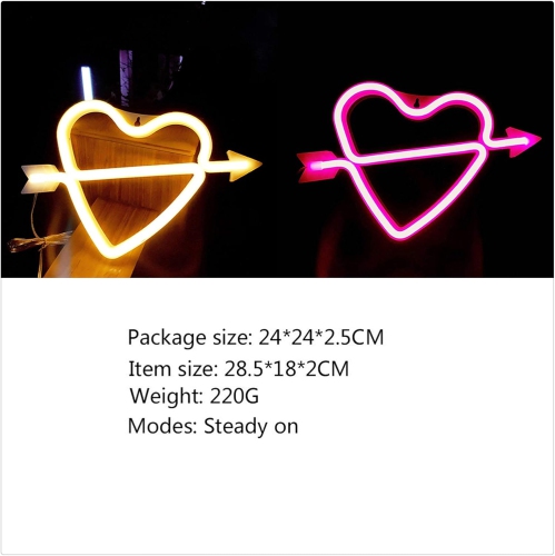 1-pcs Neon Heart Shape Sign Night Lights Battery Or USB Operated Neon Wall Lamp for Christmas Birthday Wedding Party Valentine's Day