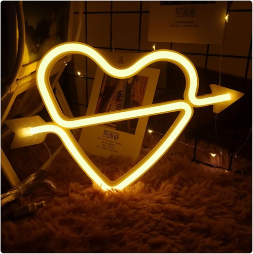 1-pcs Neon Heart Shape Sign Night Lights Battery Or USB Operated Neon Wall Lamp for Christmas Birthday Wedding Party Valentine's Day