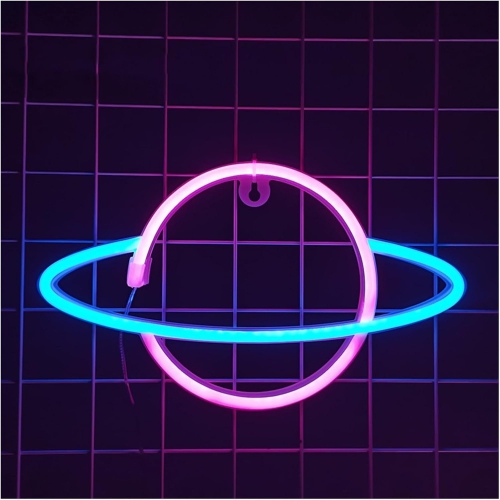 Planet Neon Sign, Night Light Wall Decor for Kids Room Christmas Birthday Wedding Party Decorations, USB/Battery Operated