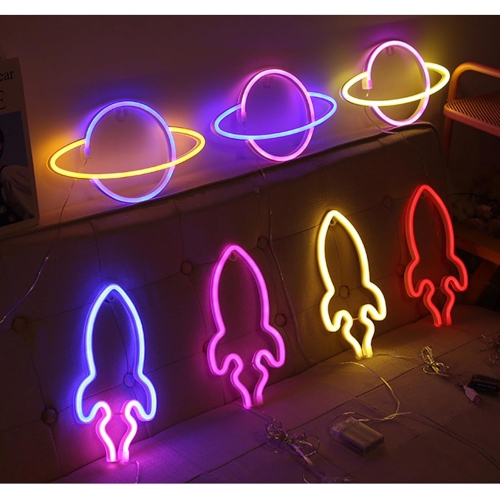 Planet Neon Sign, Night Light Wall Decor for Kids Room Christmas Birthday Wedding Party Decorations, USB/Battery Operated