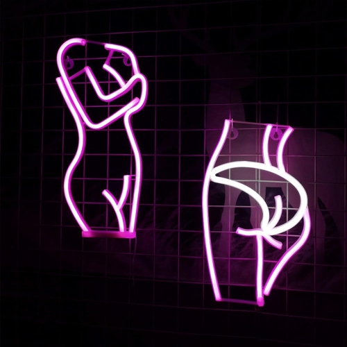 1-pcs Sexy Lady Body Neon Sign, USB/Battery Powered Pink LED Wall Decor for Bedroom, Man Cave, Bar, Party