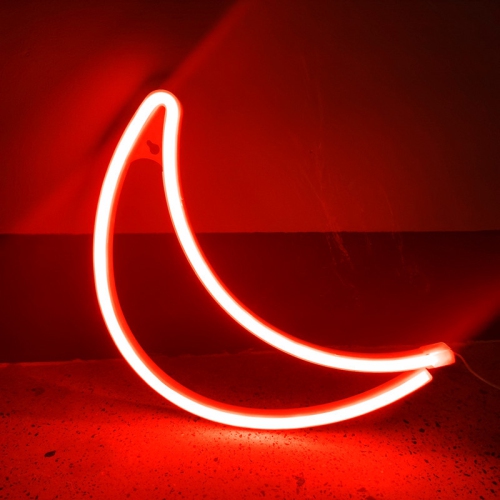 Neon Sign, Moon Neon Sign LED Neon Light Night Lamp USB Battery Powered Led Neon Light Sign Bedroom Wall Decor