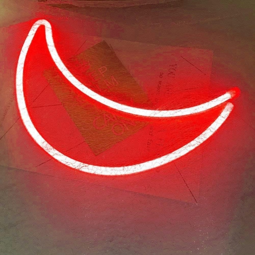 Neon Sign, Moon Neon Sign LED Neon Light Night Lamp USB Battery Powered Led Neon Light Sign Bedroom Wall Decor