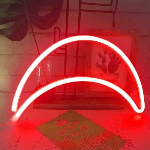Neon Sign, Moon Neon Sign LED Neon Light Night Lamp USB Battery Powered Led Neon Light Sign Bedroom Wall Decor