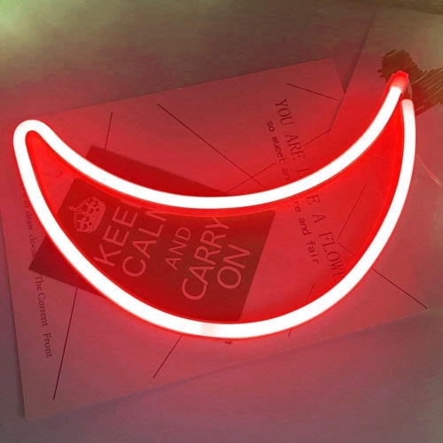 Neon Sign, Moon Neon Sign LED Neon Light Night Lamp USB Battery Powered Led Neon Light Sign Bedroom Wall Decor