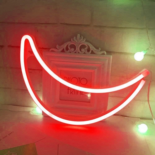 Neon Sign, Moon Neon Sign LED Neon Light Night Lamp USB Battery Powered Led Neon Light Sign Bedroom Wall Decor