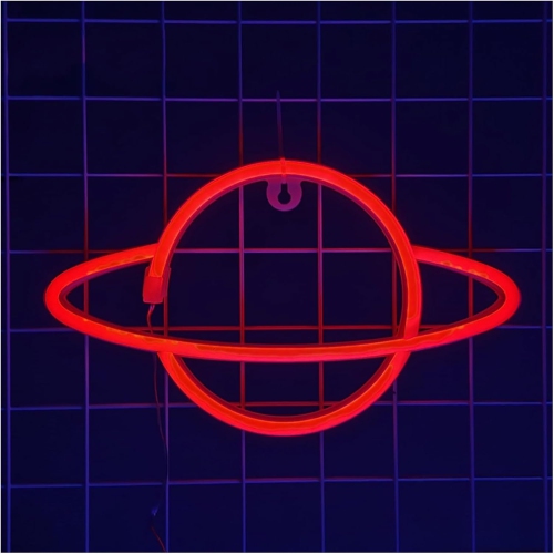 Planet Neon Sign, Night Light Wall Decor for Kids Room Christmas Birthday Wedding Party Decorations, USB/Battery Operated