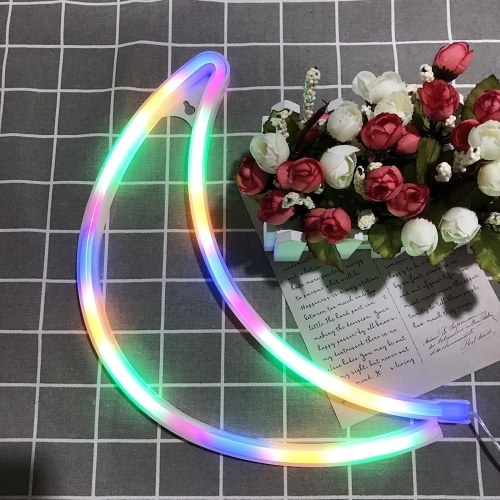 Neon Sign, Moon Neon Sign LED Neon Light Night Lamp USB Battery Powered Led Neon Light Sign Bedroom Wall Decor