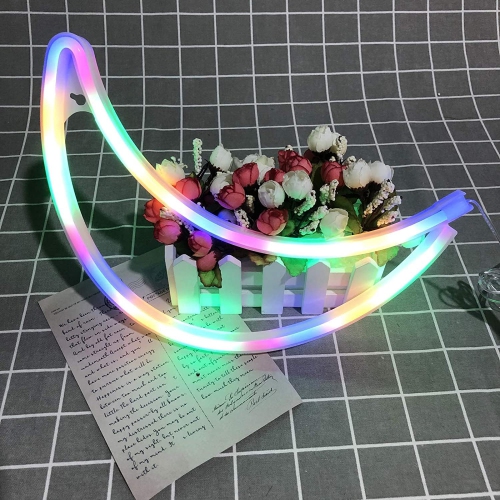 Neon Sign, Moon Neon Sign LED Neon Light Night Lamp USB Battery Powered Led Neon Light Sign Bedroom Wall Decor