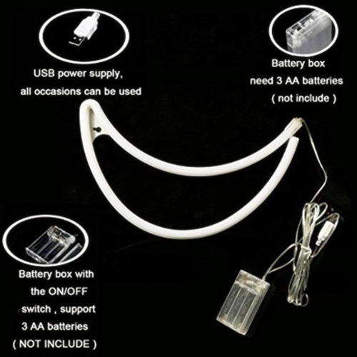 Neon Sign, Moon Neon Sign LED Neon Light Night Lamp USB Battery Powered Led Neon Light Sign Bedroom Wall Decor