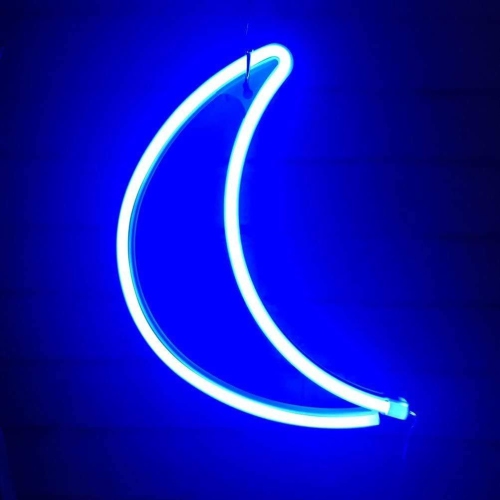 Neon Sign, Moon Neon Sign LED Neon Light Night Lamp USB Battery Powered Led Neon Light Sign Bedroom Wall Decor