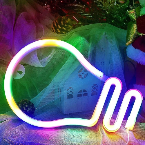 1-pcs Neon Sign, Bulb Neon Sign LED Neon Light Night Lamp USB Battery Powered Led Neon Light Sign Bedroom Wall Decor