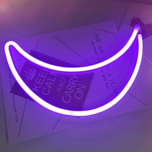 Neon Sign, Moon Neon Sign LED Neon Light Night Lamp USB Battery Powered Led Neon Light Sign Bedroom Wall Decor