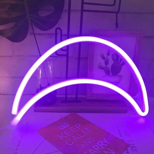 Neon Sign, Moon Neon Sign LED Neon Light Night Lamp USB Battery Powered Led Neon Light Sign Bedroom Wall Decor