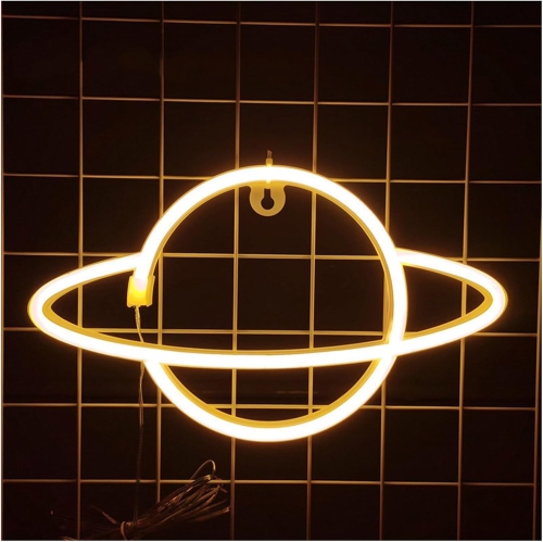 Planet Neon Sign, Night Light Wall Decor for Kids Room Christmas Birthday Wedding Party Decorations, USB/Battery Operated