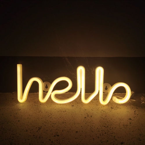 OLLNY DECOR  Neon Light, Led Hello Neon Word Sign Neon Letters Light Art Decorative Lights, Marquee Signs/wall Decor for Christmas, Birthday Party, Kids