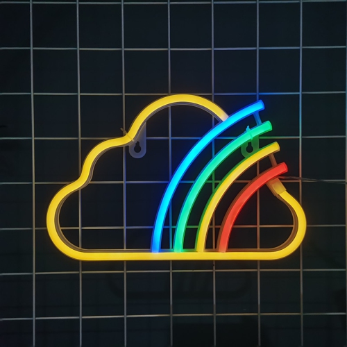 1-pcs Neon Night Light, LED Neon Signs Night Light Rainbow Clouds Neon Lights Neon Lights for Kids Bedroom Battery USB Operated