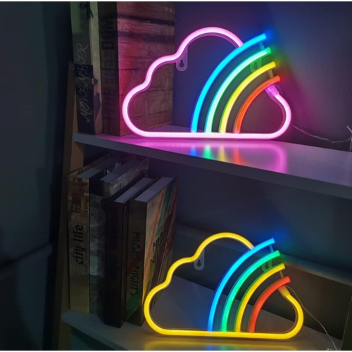 1-pcs Neon Night Light, LED Neon Signs Night Light Rainbow Clouds Neon Lights Neon Lights for Kids Bedroom Battery USB Operated