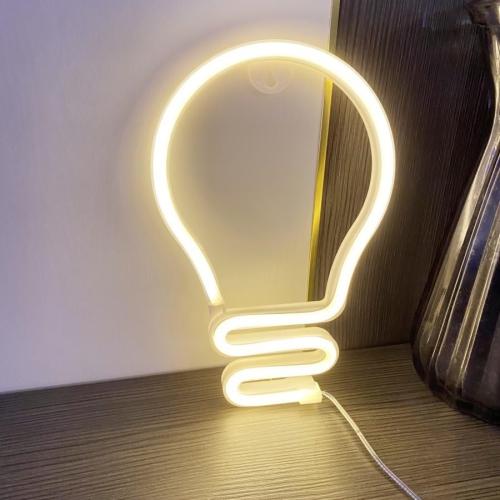 1-pcs Neon Sign, Bulb Neon Sign LED Neon Light Night Lamp USB Battery Powered Led Neon Light Sign Bedroom Wall Decor