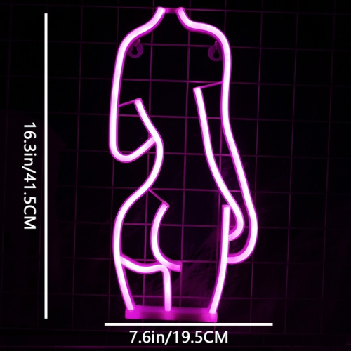 1-pcs Sexy Lady Body Neon Sign, USB/Battery Powered Pink LED Wall Decor for Bedroom, Man Cave, Bar, Party