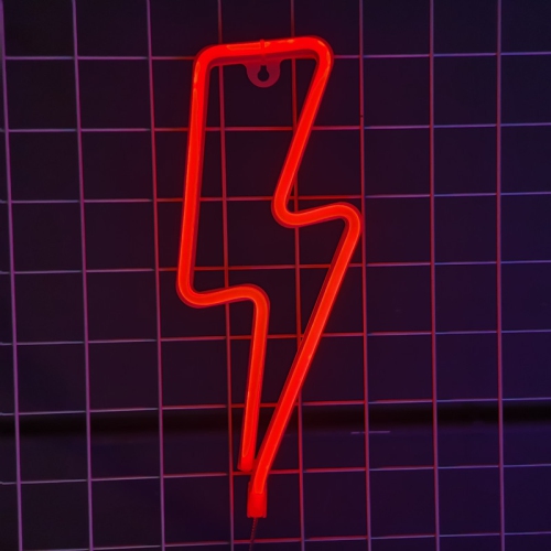 1-pcs Neon Signs Lightning Bolt Neon Light Sign for Wall Decor, Battery or USB Powered Led Lightning Light Neon Sign