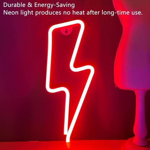 1-pcs Neon Signs Lightning Bolt Neon Light Sign for Wall Decor, Battery or USB Powered Led Lightning Light Neon Sign