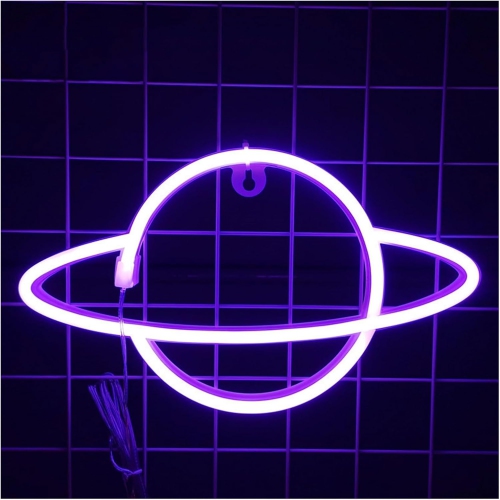 Planet Neon Sign, Night Light Wall Decor for Kids Room Christmas Birthday Wedding Party Decorations, USB/Battery Operated