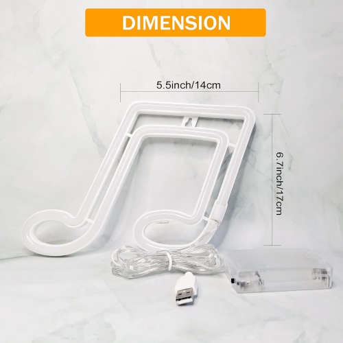 Music Note LED Neon Light Sign for Wall Decor Neon Night Light Battery or USB Powered LED Neon Light Musical Note Shaped Neon Signs Pink Neon Light