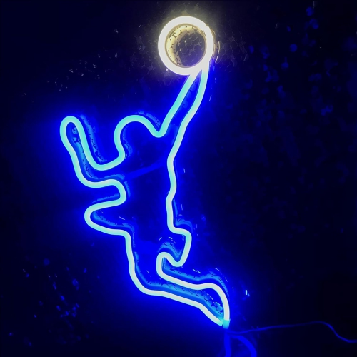 1-pcs Basketball Shooting Neon Light Sign Powered Dimmable Wall Art Decoration Boys Gift Competition Prize LED Neon Light Party Gym Club Sports