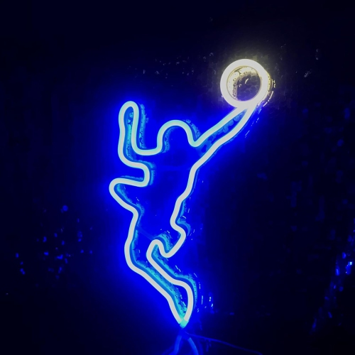 1-pcs Basketball Shooting Neon Light Sign Powered Dimmable Wall Art Decoration Boys Gift Competition Prize LED Neon Light Party Gym Club Sports