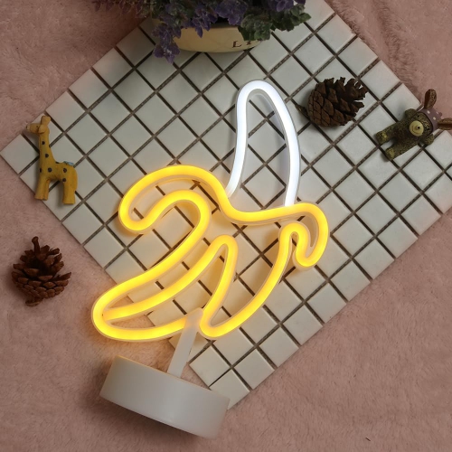 1 panneaux lumineux au néon en banane LED lampes de chevet néon Pile et USB Power Lampes bananes créatives pour chambre de bébé, cadeau de décoration