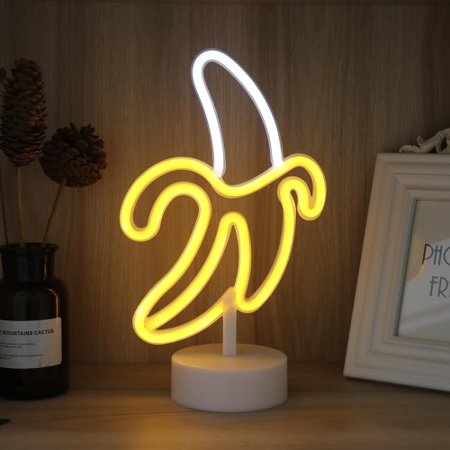 1 panneaux lumineux au néon en banane LED lampes de chevet néon Pile et USB Power Lampes bananes créatives pour chambre de bébé, cadeau de décoration