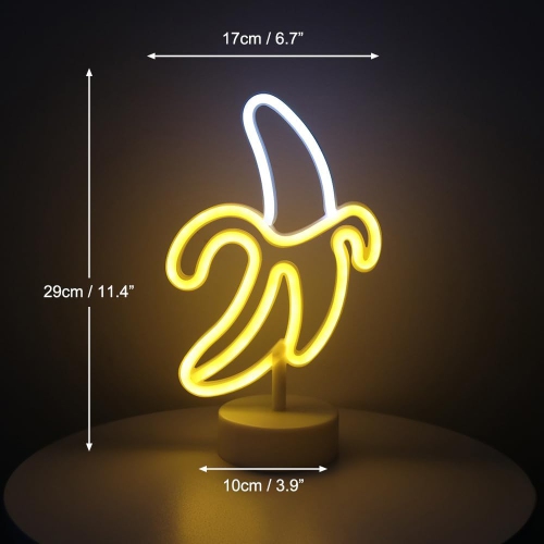 1 panneaux lumineux au néon en banane LED lampes de chevet néon Pile et USB Power Lampes bananes créatives pour chambre de bébé, cadeau de décoration