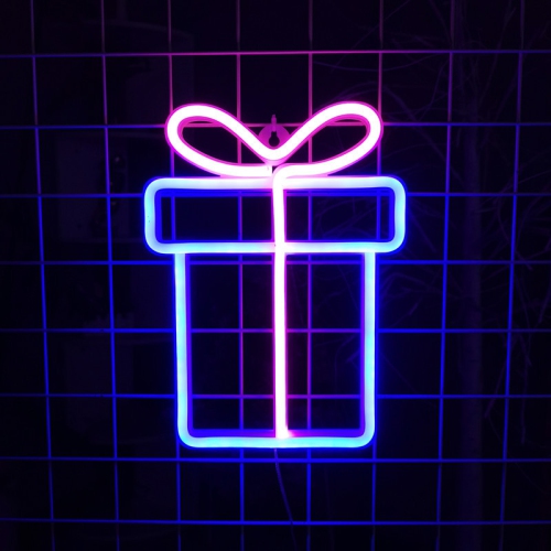 OLLNY DECOR  1-PCs Neon Sign, Gift Box Neon Sign Led Neon Light Night Lamp USB Battery Powered Led Neon Light Sign