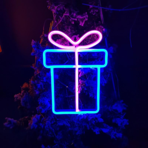1-pcs Neon Sign, Gift Box Neon Sign LED Neon Light Night Lamp USB Battery Powered Led Neon Light Sign