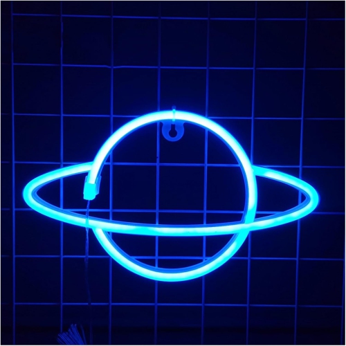 Planet Neon Sign, Night Light Wall Decor for Kids Room Christmas Birthday Wedding Party Decorations, USB/Battery Operated