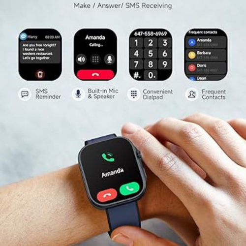 Smart Watch, AI Running Plan, 3ATM Waterproof Fitness Tracker, 1.99" AMOLED Display, Heart Rate Blood Oxygen Sleep Monitoring, Smartwatch for Men