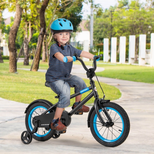 Costway 14" Kids Bike with Adjustable Saddle Handlebar Removable Training Wheels Handbrake