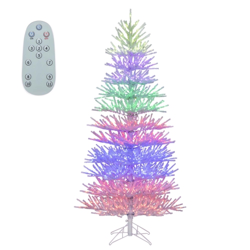 Costway 7 FT Artificial Xmas Tree Hinged Christmas Tree with 820 Coral-Like Branch Tips