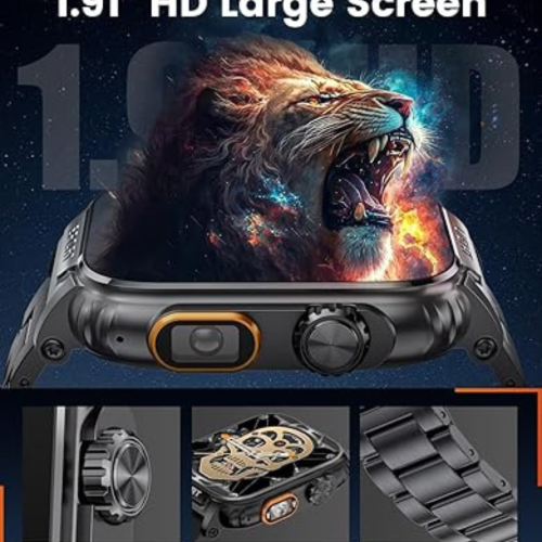 Military Smart Watch for Men(Answer/Make Calls), Outdoor LED Flashlight, 430mAh Battery, 1.91in HD Touch Screen, 100+ Sport Modes/5ATM Waterproof,
