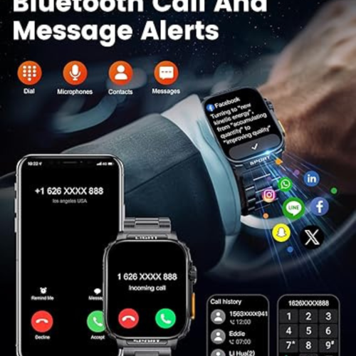 Military Smart Watch for Men(Answer/Make Calls), Outdoor LED Flashlight, 430mAh Battery, 1.91in HD Touch Screen, 100+ Sport Modes/5ATM Waterproof,