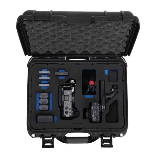 Foama Black Carry-On Case with Stylish Blue Foam Insert for Sony FX3