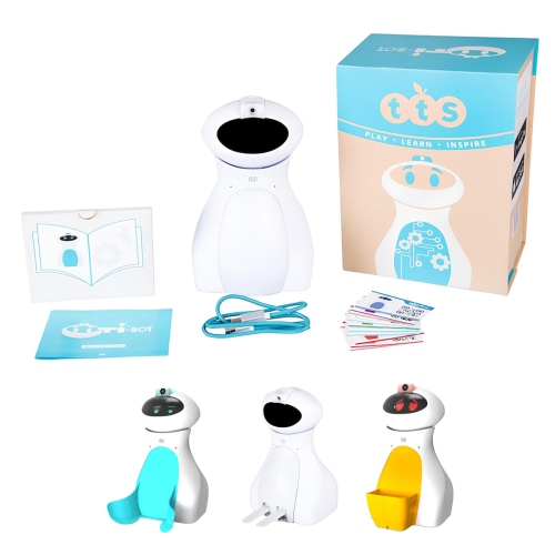 TTS Oti-Bot Coding Robot with 1 Pusher Tummy, 1 Basket Tummy and 1 Forklift Bundle Pack, Learning Robot Programming Robotics, STEAM Robotics