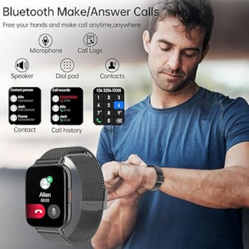 Smart Watch for Men Women,1.85" HD Fitness Activity Tracker with Bluetooth Call,IP68 Waterproof with Heart Rate Sleep Monitor,100 Sport Modes Counter
