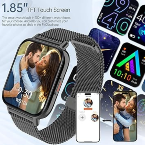 Smart Watch for Men Women,1.85" HD Fitness Activity Tracker with Bluetooth Call,IP68 Waterproof with Heart Rate Sleep Monitor,100 Sport Modes Counter