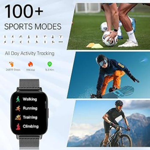 Smart Watch for Men Women,1.85" HD Fitness Activity Tracker with Bluetooth Call,IP68 Waterproof with Heart Rate Sleep Monitor,100 Sport Modes Counter
